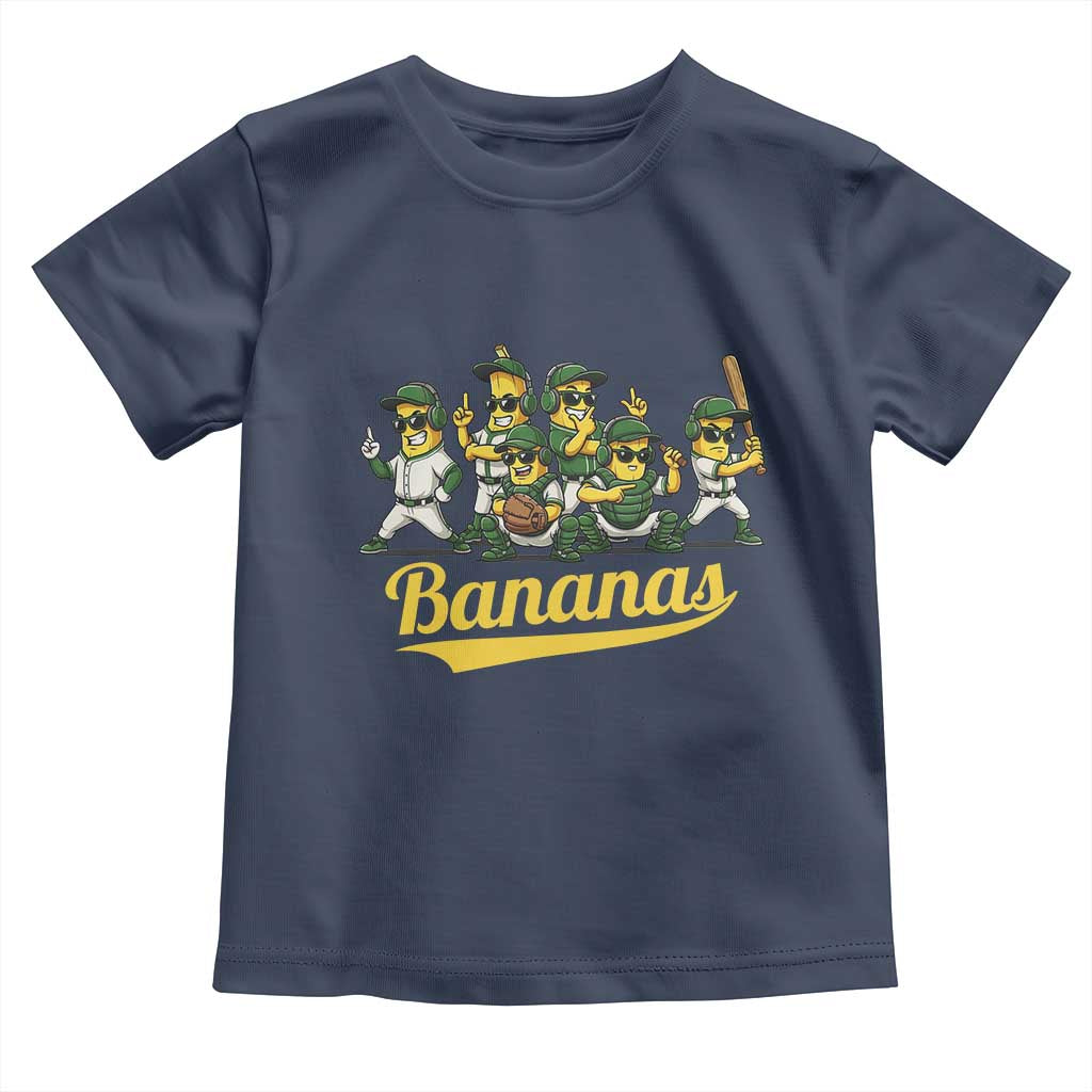 Cool Bananas Squad Playing Baseball Graphic Toddler T Shirt for Sports Fans Entertainment