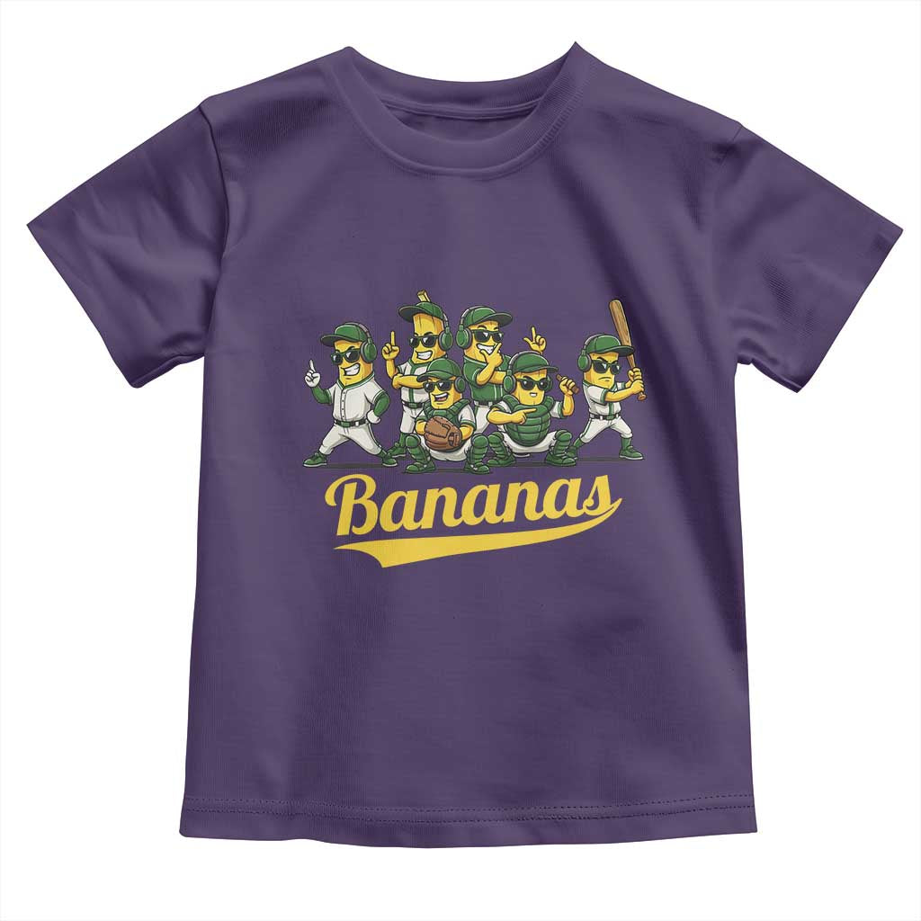 Cool Bananas Squad Playing Baseball Graphic Toddler T Shirt for Sports Fans Entertainment
