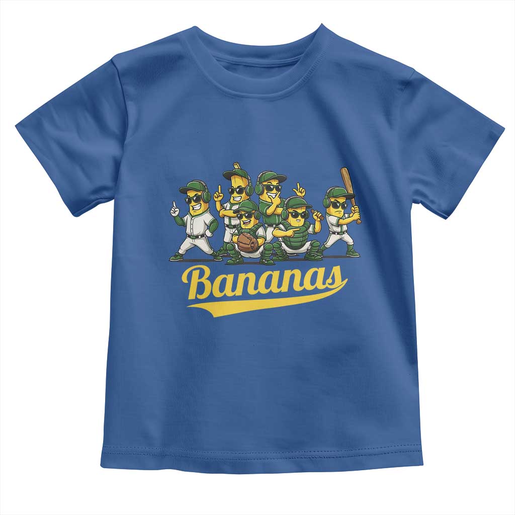 Cool Bananas Squad Playing Baseball Graphic Toddler T Shirt for Sports Fans Entertainment