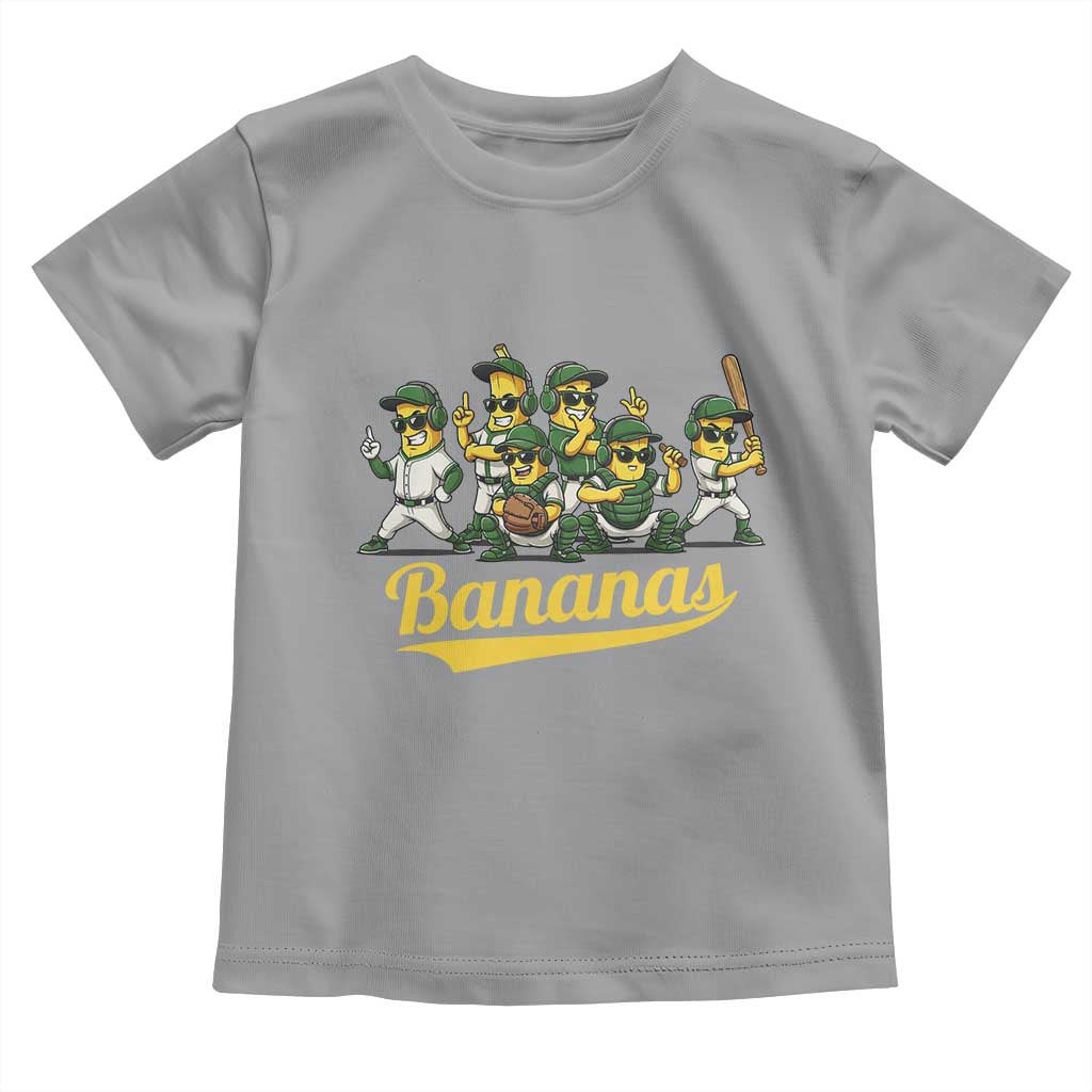 Cool Bananas Squad Playing Baseball Graphic Toddler T Shirt for Sports Fans Entertainment
