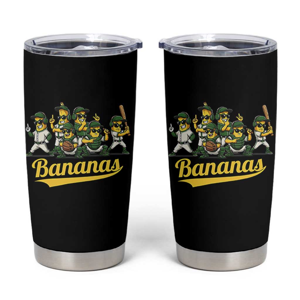 Cool Bananas Squad Playing Baseball Graphic Tumbler Cup for Sports Fans Entertainment