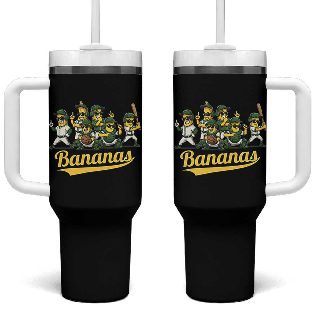 Cool Bananas Squad Playing Baseball Graphic Tumbler With Handle for Sports Fans Entertainment