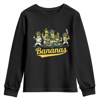 Cool Bananas Squad Playing Baseball Graphic Youth Sweatshirt for Sports Fans Entertainment