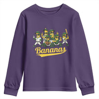 Cool Bananas Squad Playing Baseball Graphic Youth Sweatshirt for Sports Fans Entertainment