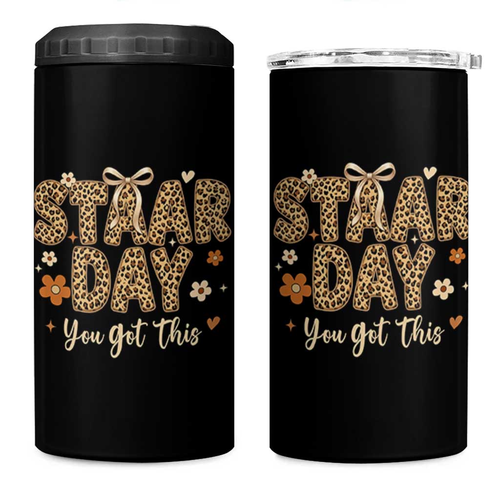 Groovy Leopard STAAR Day 4 in 1 Can Cooler Tumbler You Got This Motivational Teacher Sayings