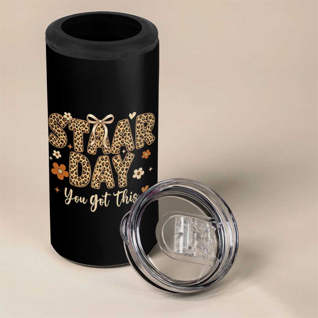 Groovy Leopard STAAR Day 4 in 1 Can Cooler Tumbler You Got This Motivational Teacher Sayings