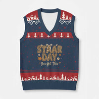 Groovy Leopard STAAR Day V-Neck Knit Sweater Vest You Got This Motivational Teacher Sayings