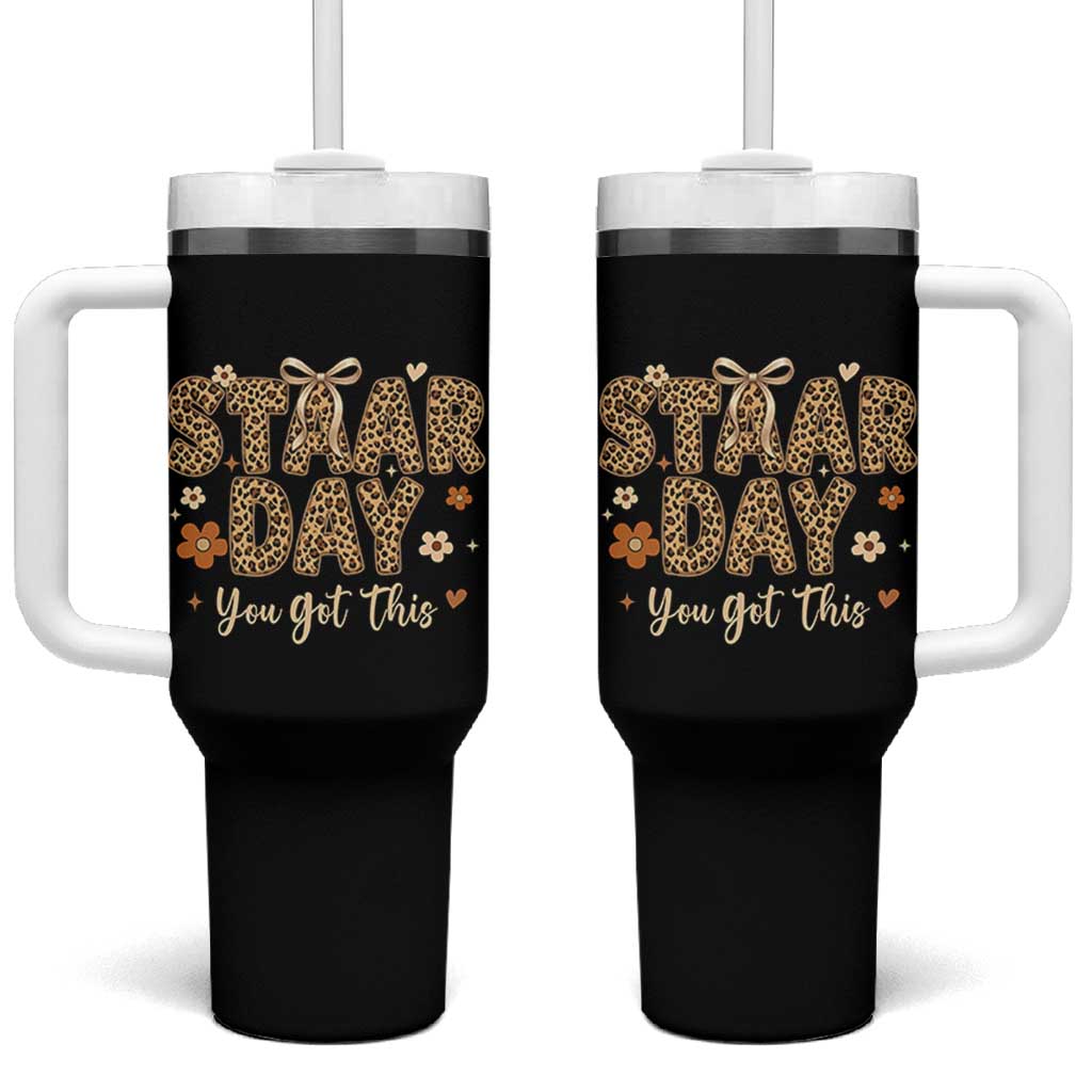 Groovy Leopard STAAR Day Tumbler With Handle You Got This Motivational Teacher Sayings