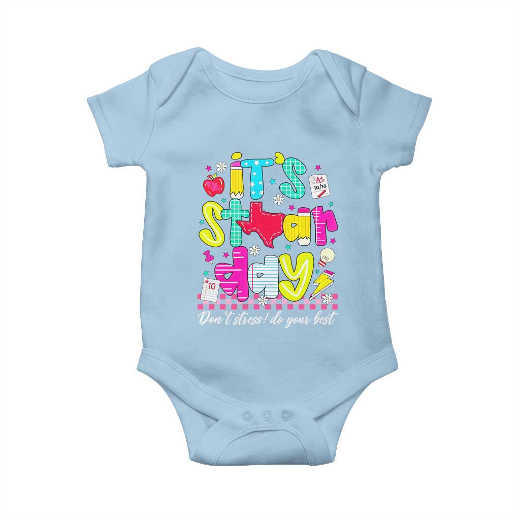 Groovy Texas STAAR Day Baby Onesie Don't Stress Do Your Best Teacher Student Motivation