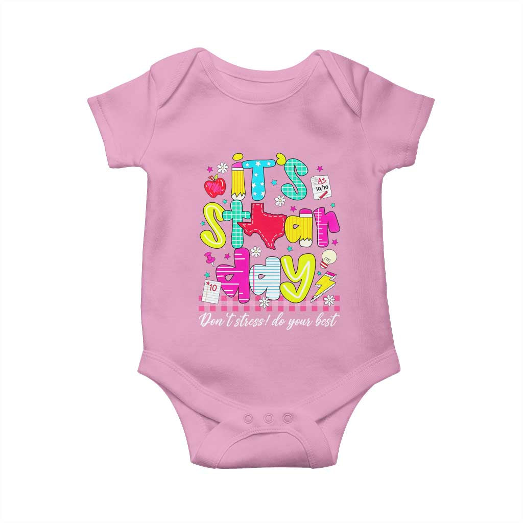 Groovy Texas STAAR Day Baby Onesie Don't Stress Do Your Best Teacher Student Motivation