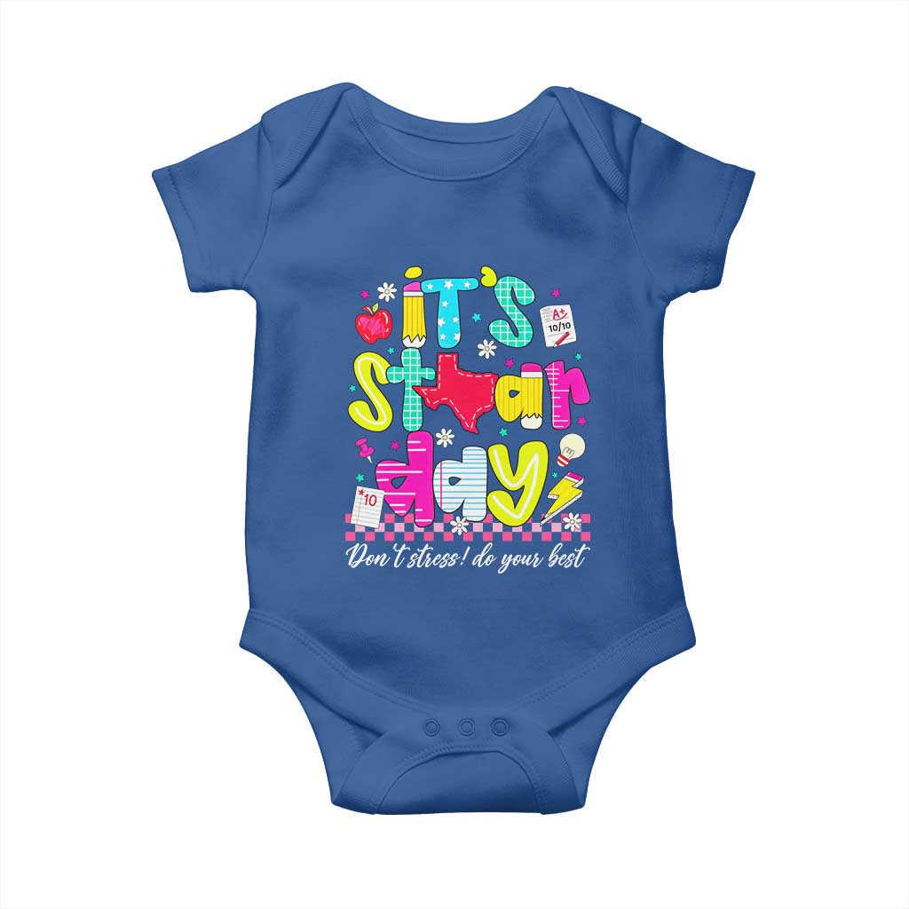 Groovy Texas STAAR Day Baby Onesie Don't Stress Do Your Best Teacher Student Motivation
