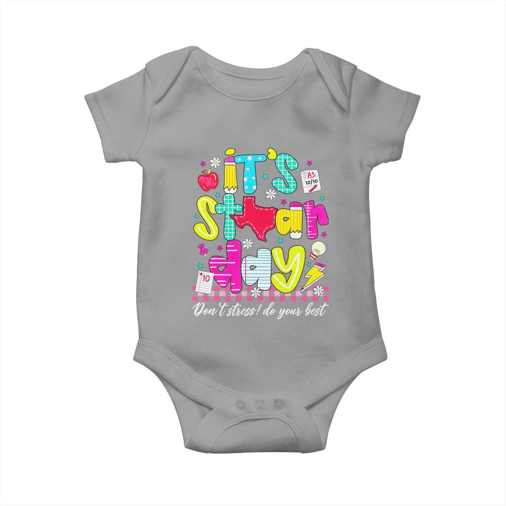 Groovy Texas STAAR Day Baby Onesie Don't Stress Do Your Best Teacher Student Motivation
