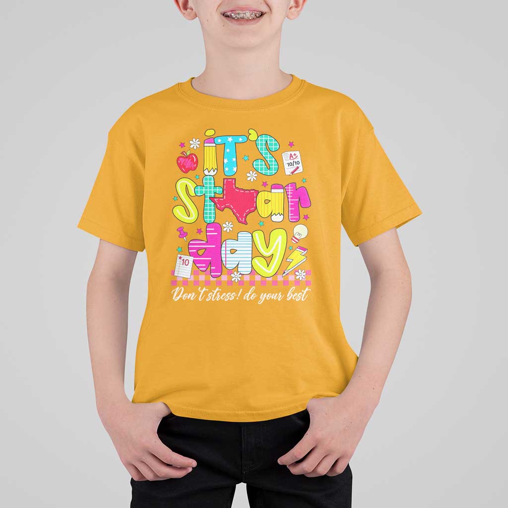 Groovy Texas STAAR Day T Shirt For Kid Don't Stress Do Your Best Teacher Student Motivation