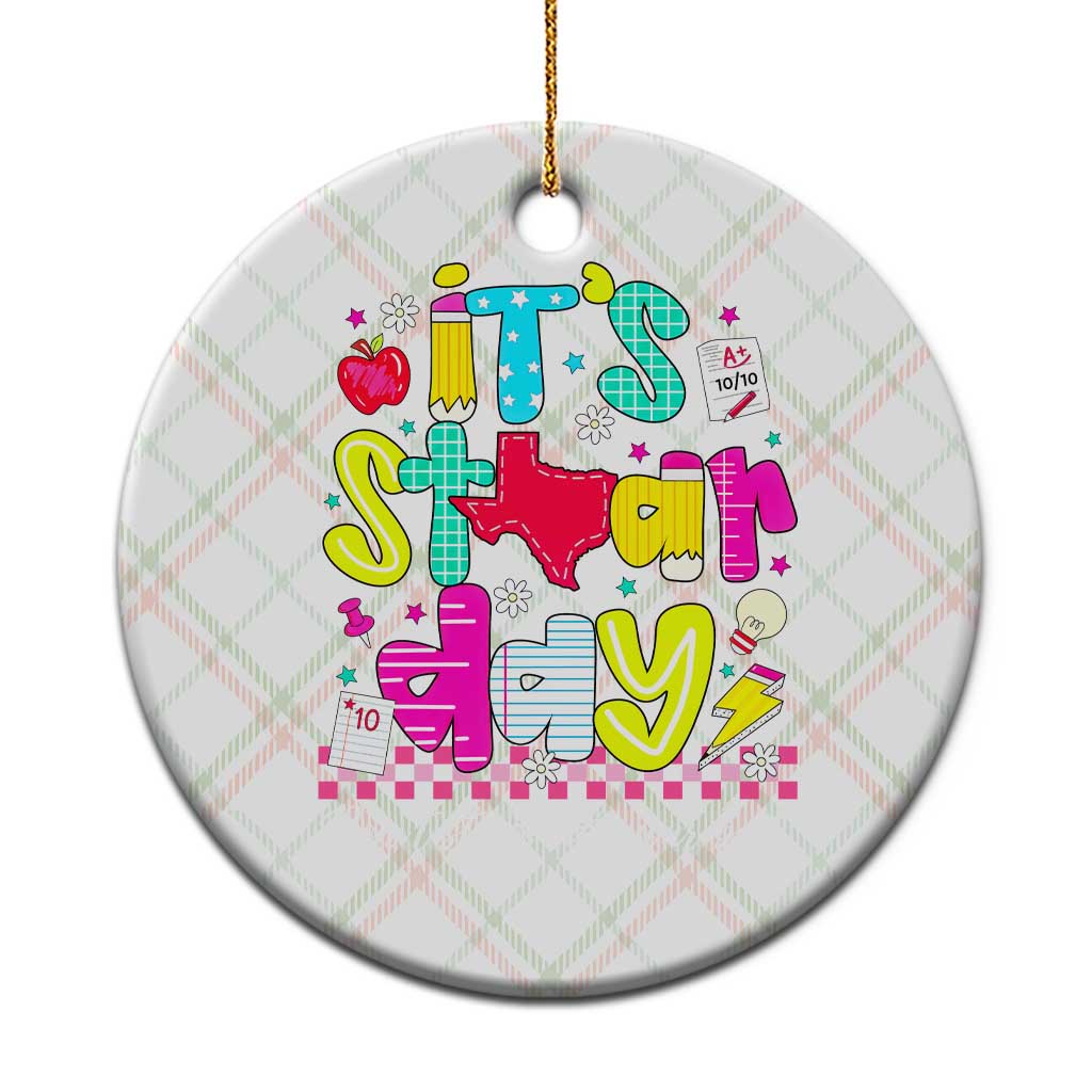 Groovy Texas STAAR Day Ceramic Ornament Don't Stress Do Your Best Teacher Student Motivation