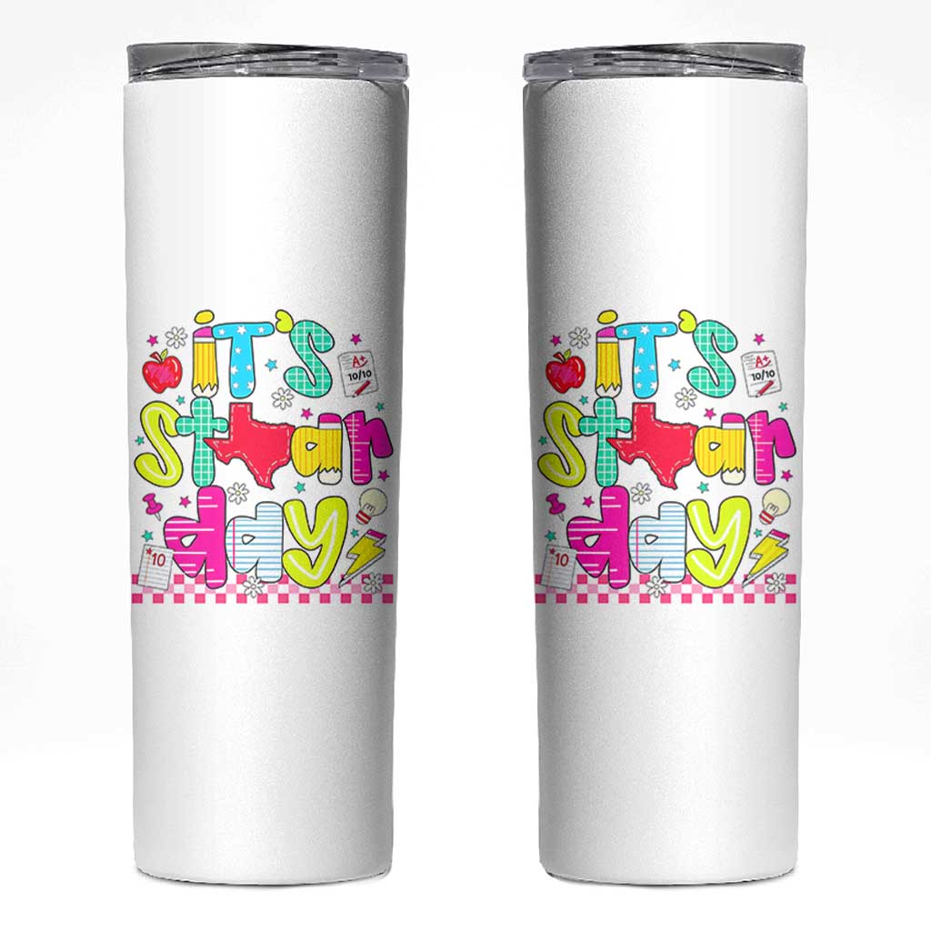 Groovy Texas STAAR Day Skinny Tumbler Don't Stress Do Your Best Teacher Student Motivation