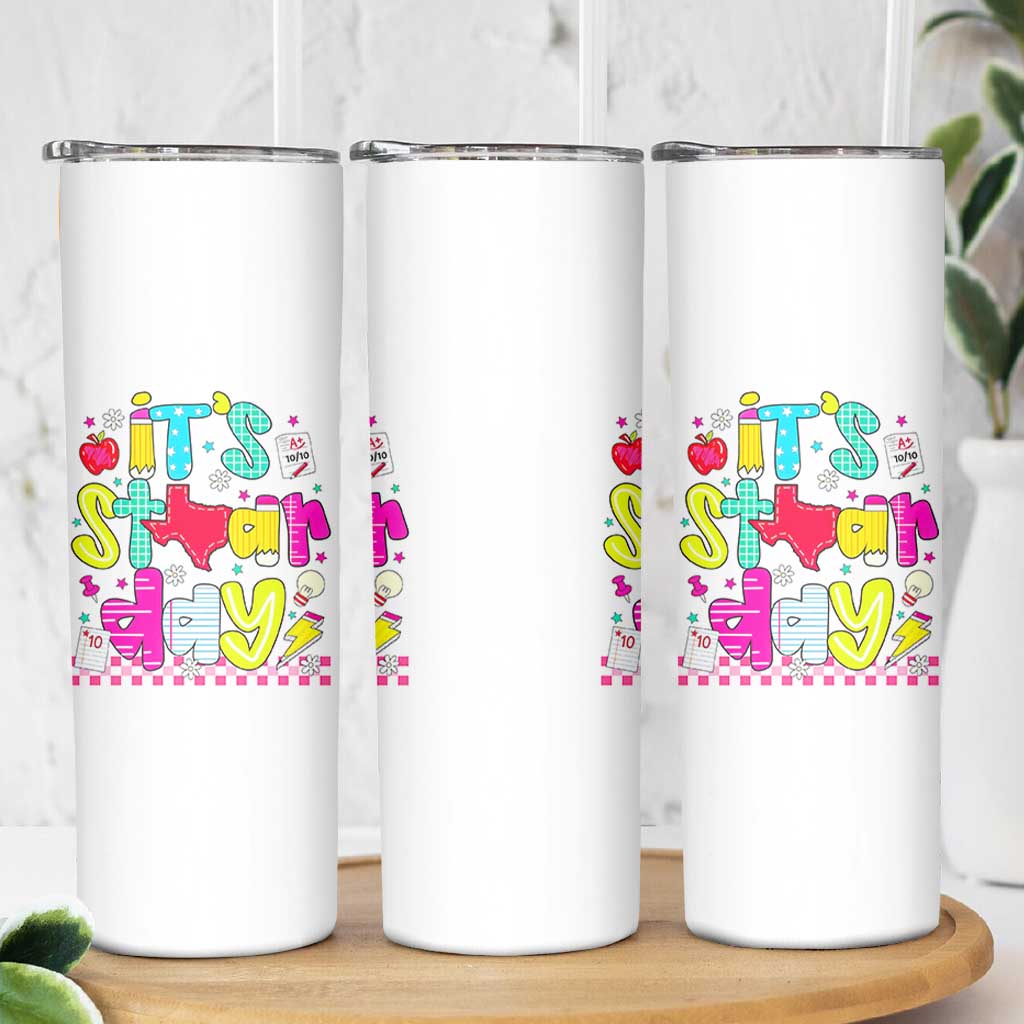 Groovy Texas STAAR Day Skinny Tumbler Don't Stress Do Your Best Teacher Student Motivation