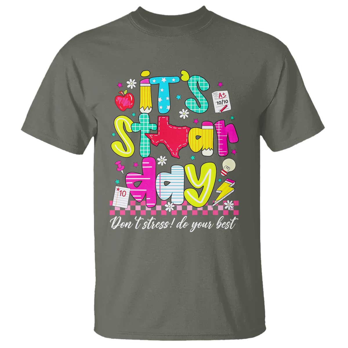 Groovy Texas STAAR Day T Shirt Don't Stress Do Your Best Teacher Student Motivation