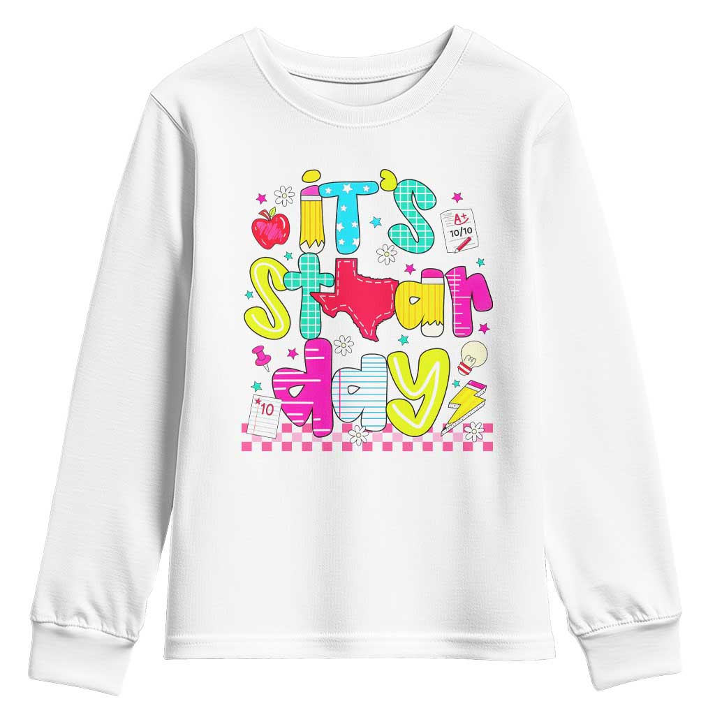 Groovy Texas STAAR Day Youth Sweatshirt Don't Stress Do Your Best Teacher Student Motivation