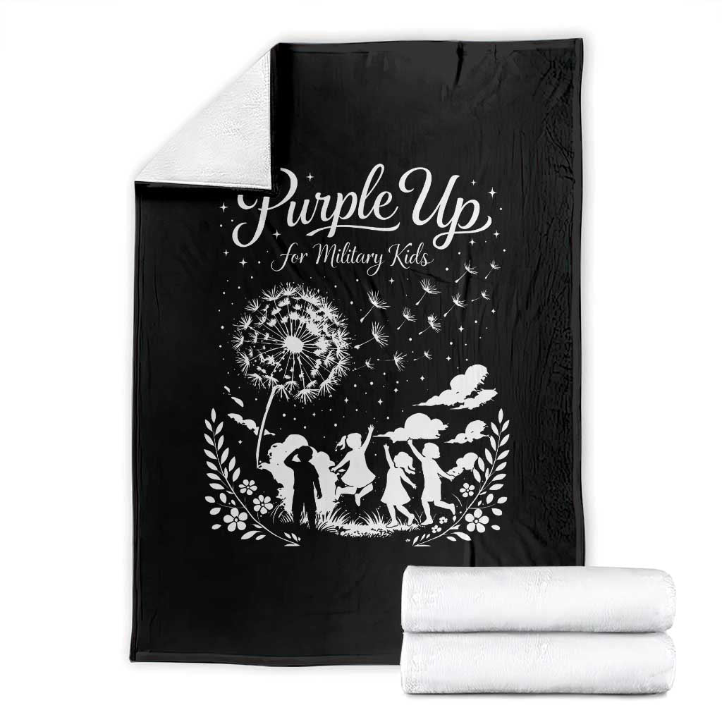 Purple Up For Military Kids Dandelion Inspirational Throw Blanket Month of the Military Child Awareness Brat Support