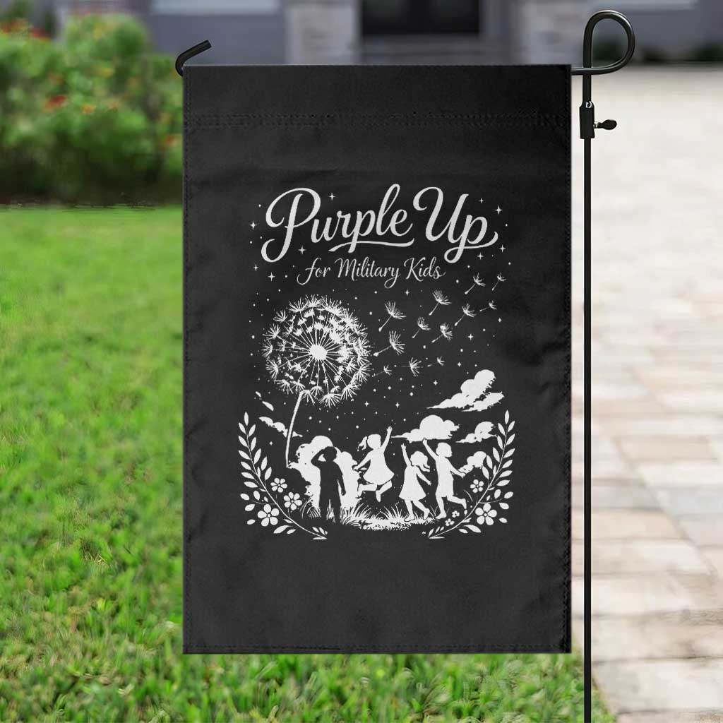 Purple Up For Military Kids Dandelion Inspirational Garden Flag Month of the Military Child Awareness Brat Support