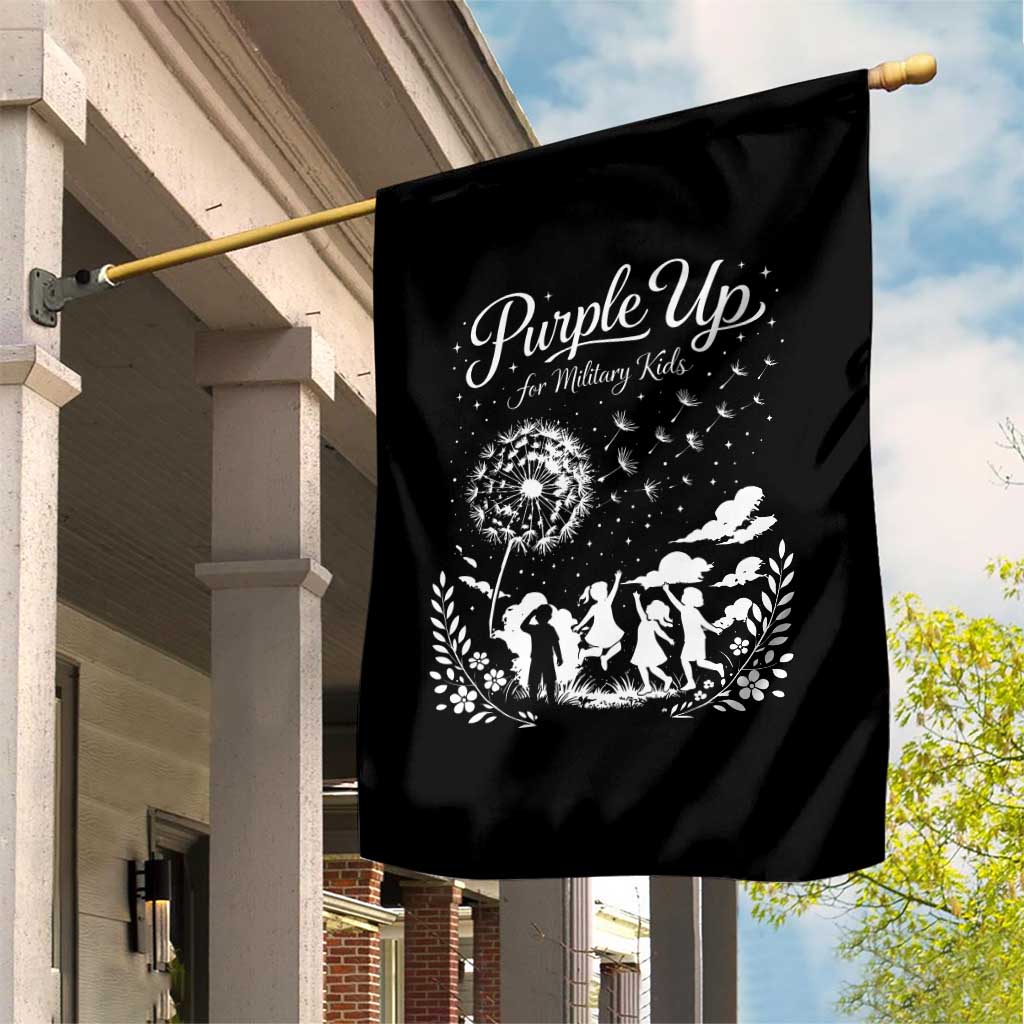 Purple Up For Military Kids Dandelion Inspirational Garden Flag Month of the Military Child Awareness Brat Support