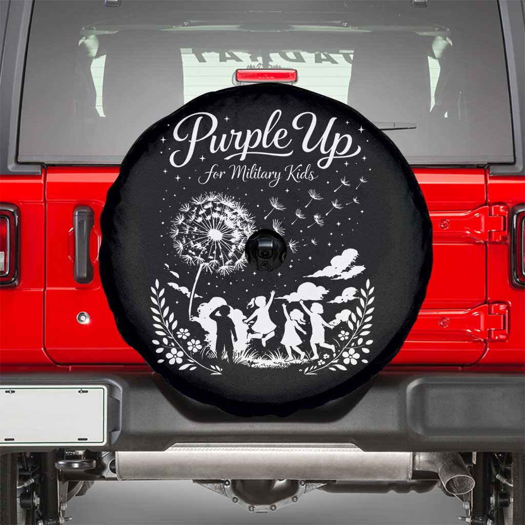 Purple Up For Military Kids Dandelion Inspirational Spare Tire Cover Month of the Military Child Awareness Brat Support