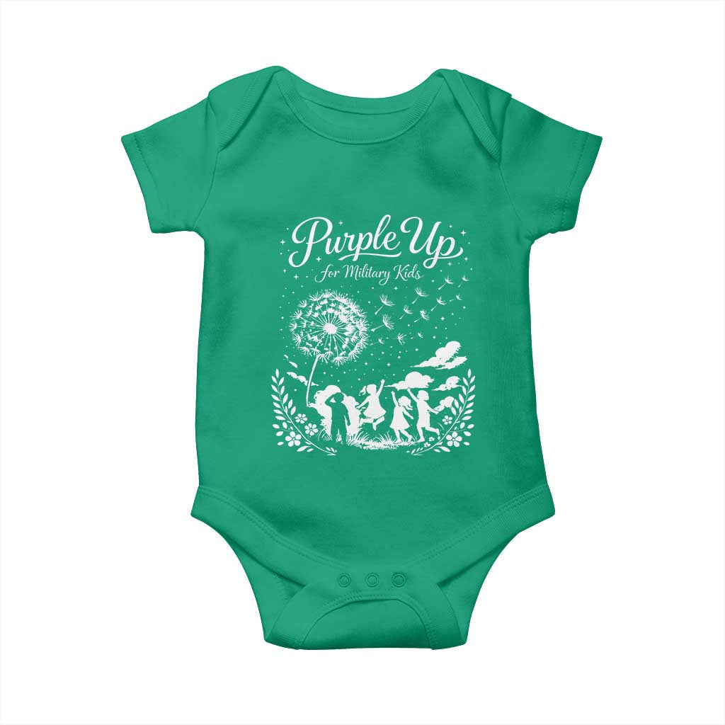 Purple Up For Military Kids Dandelion Inspirational Baby Onesie Month of the Military Child Awareness Brat Support