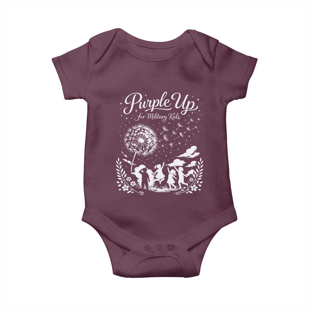 Purple Up For Military Kids Dandelion Inspirational Baby Onesie Month of the Military Child Awareness Brat Support