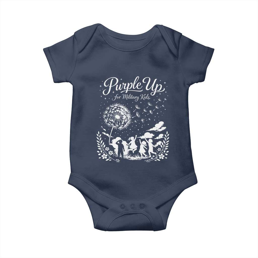 Purple Up For Military Kids Dandelion Inspirational Baby Onesie Month of the Military Child Awareness Brat Support
