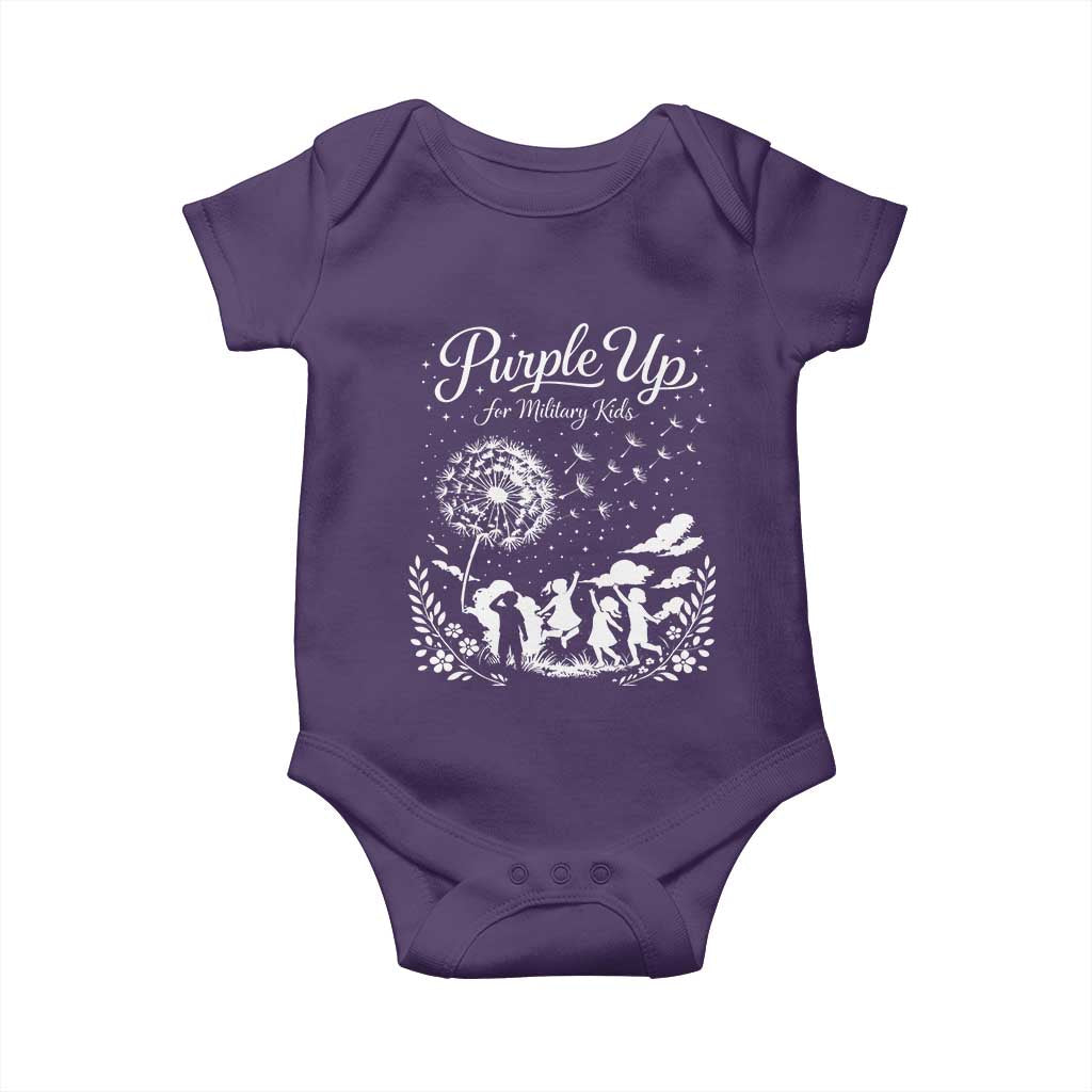 Purple Up For Military Kids Dandelion Inspirational Baby Onesie Month of the Military Child Awareness Brat Support