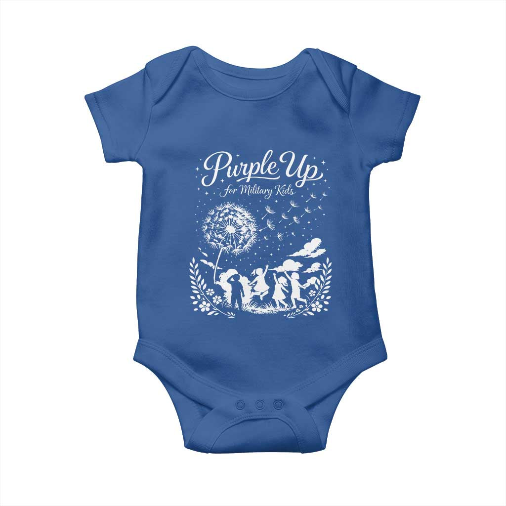 Purple Up For Military Kids Dandelion Inspirational Baby Onesie Month of the Military Child Awareness Brat Support
