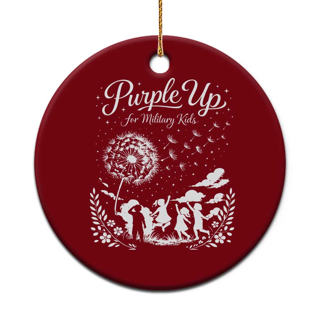 Purple Up For Military Kids Dandelion Inspirational Ceramic Ornament Month of the Military Child Awareness Brat Support