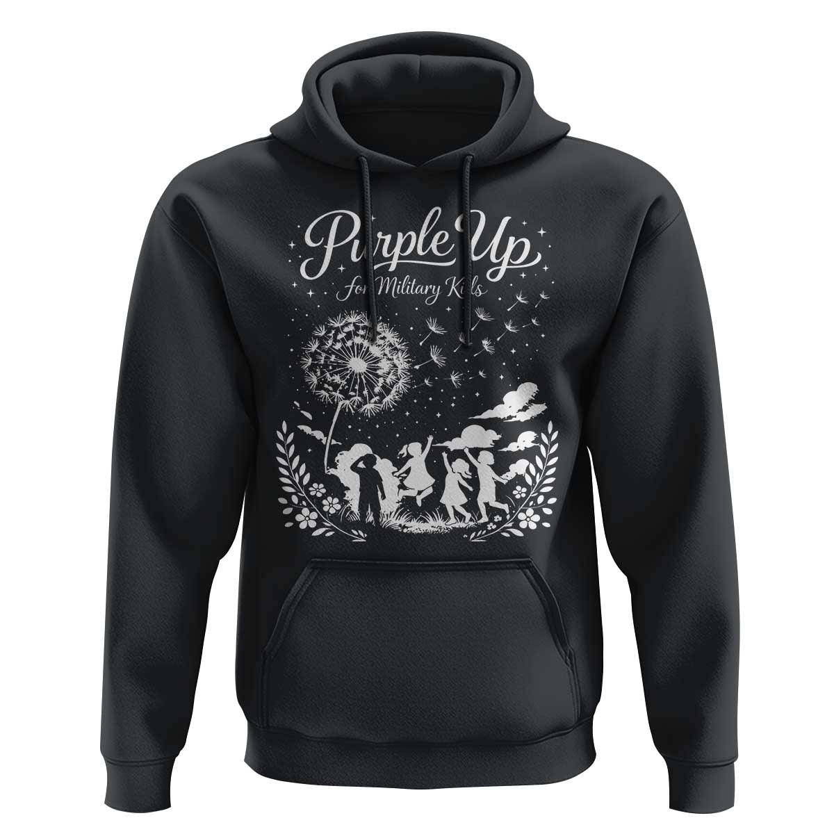 Purple Up For Military Kids Dandelion Inspirational Hoodie Month of the Military Child Awareness Brat Support