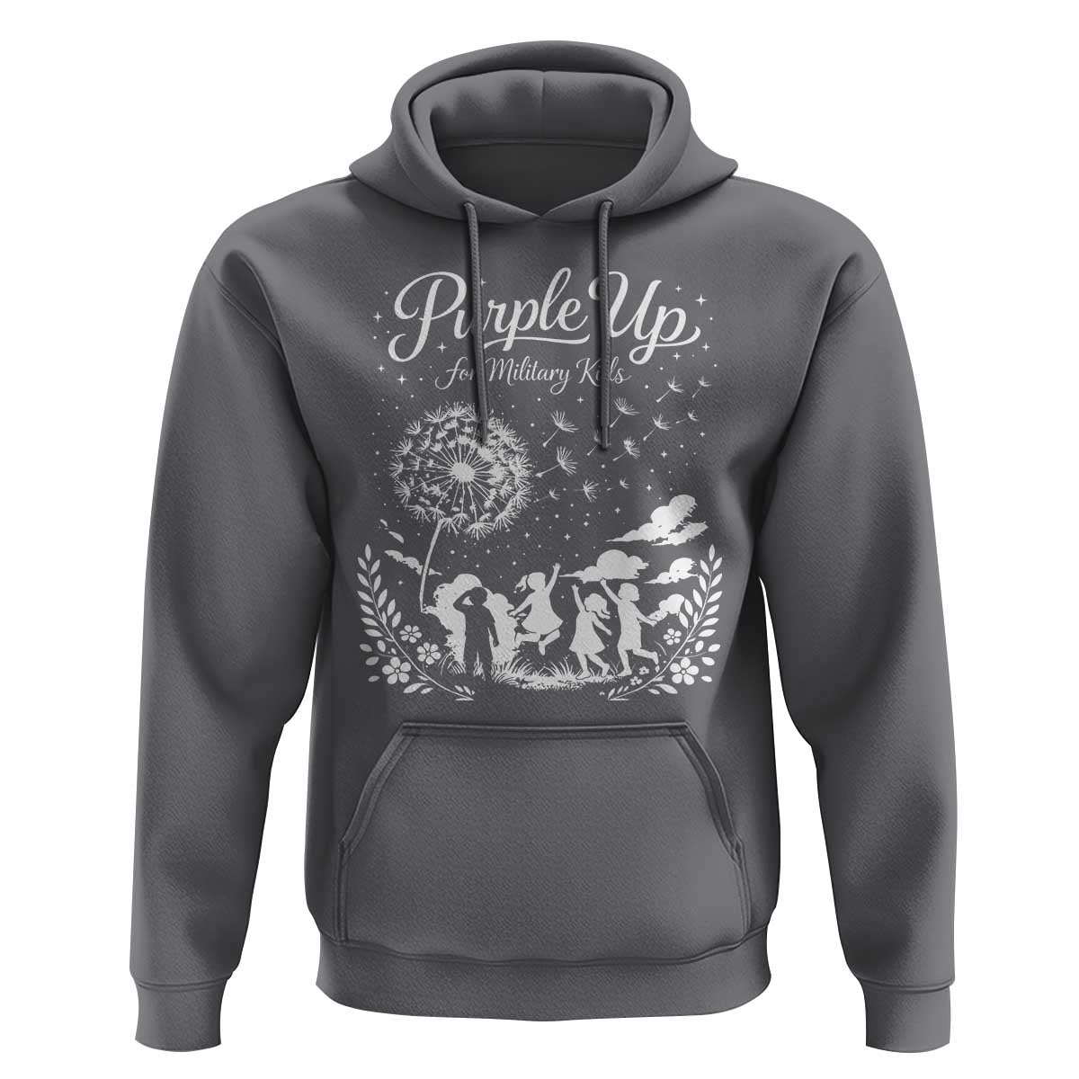 Purple Up For Military Kids Dandelion Inspirational Hoodie Month of the Military Child Awareness Brat Support