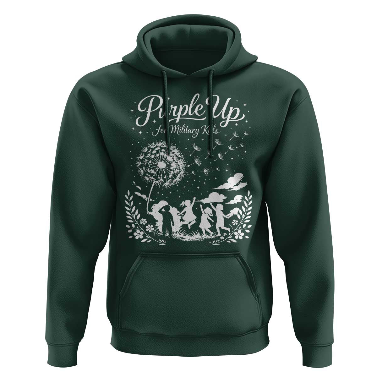 Purple Up For Military Kids Dandelion Inspirational Hoodie Month of the Military Child Awareness Brat Support