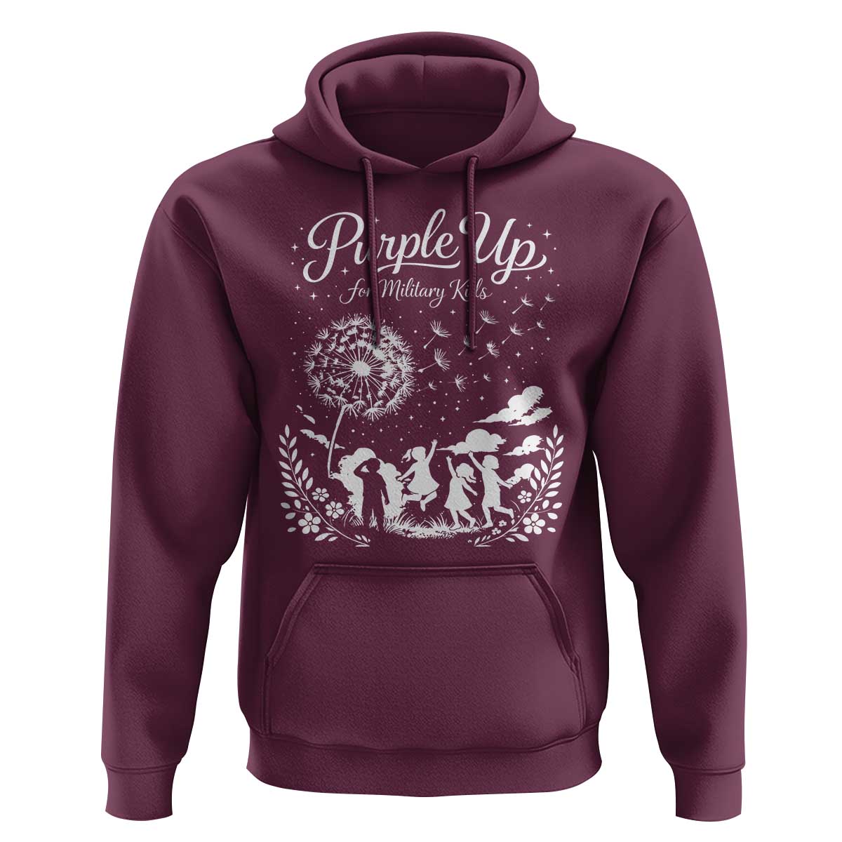 Purple Up For Military Kids Dandelion Inspirational Hoodie Month of the Military Child Awareness Brat Support