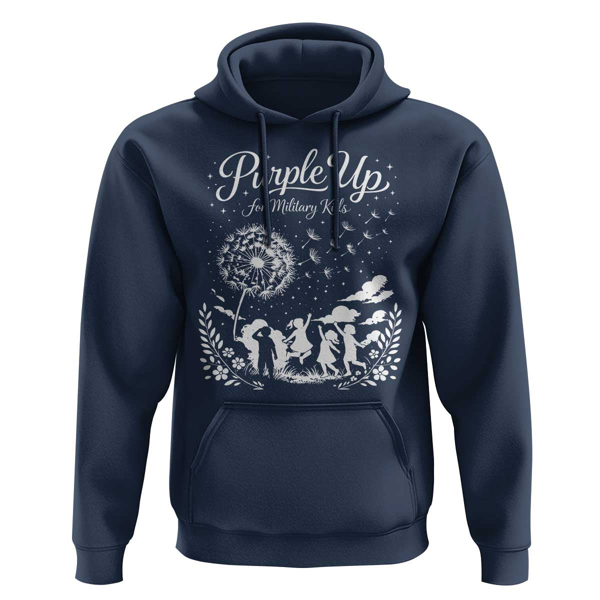 Purple Up For Military Kids Dandelion Inspirational Hoodie Month of the Military Child Awareness Brat Support