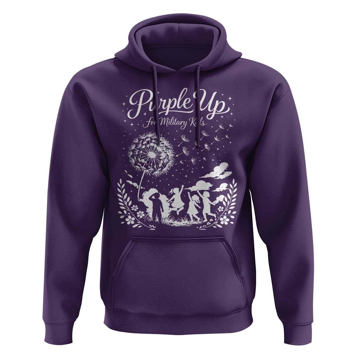 Purple Up For Military Kids Dandelion Inspirational Hoodie Month of the Military Child Awareness Brat Support