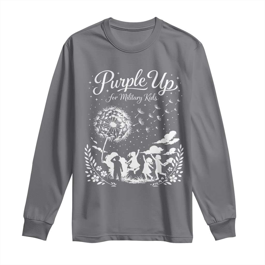 Purple Up For Military Kids Dandelion Inspirational Long Sleeve Shirt Month of the Military Child Awareness Brat Support