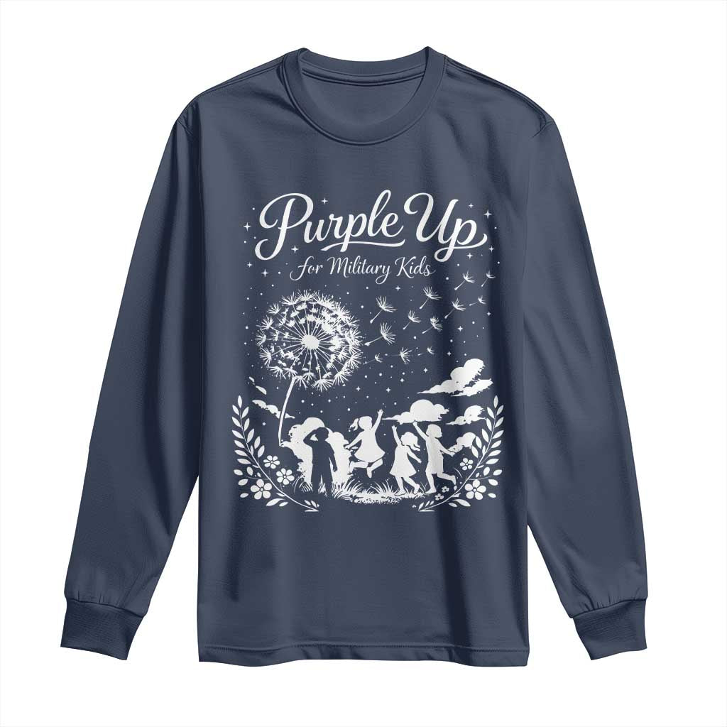 Purple Up For Military Kids Dandelion Inspirational Long Sleeve Shirt Month of the Military Child Awareness Brat Support