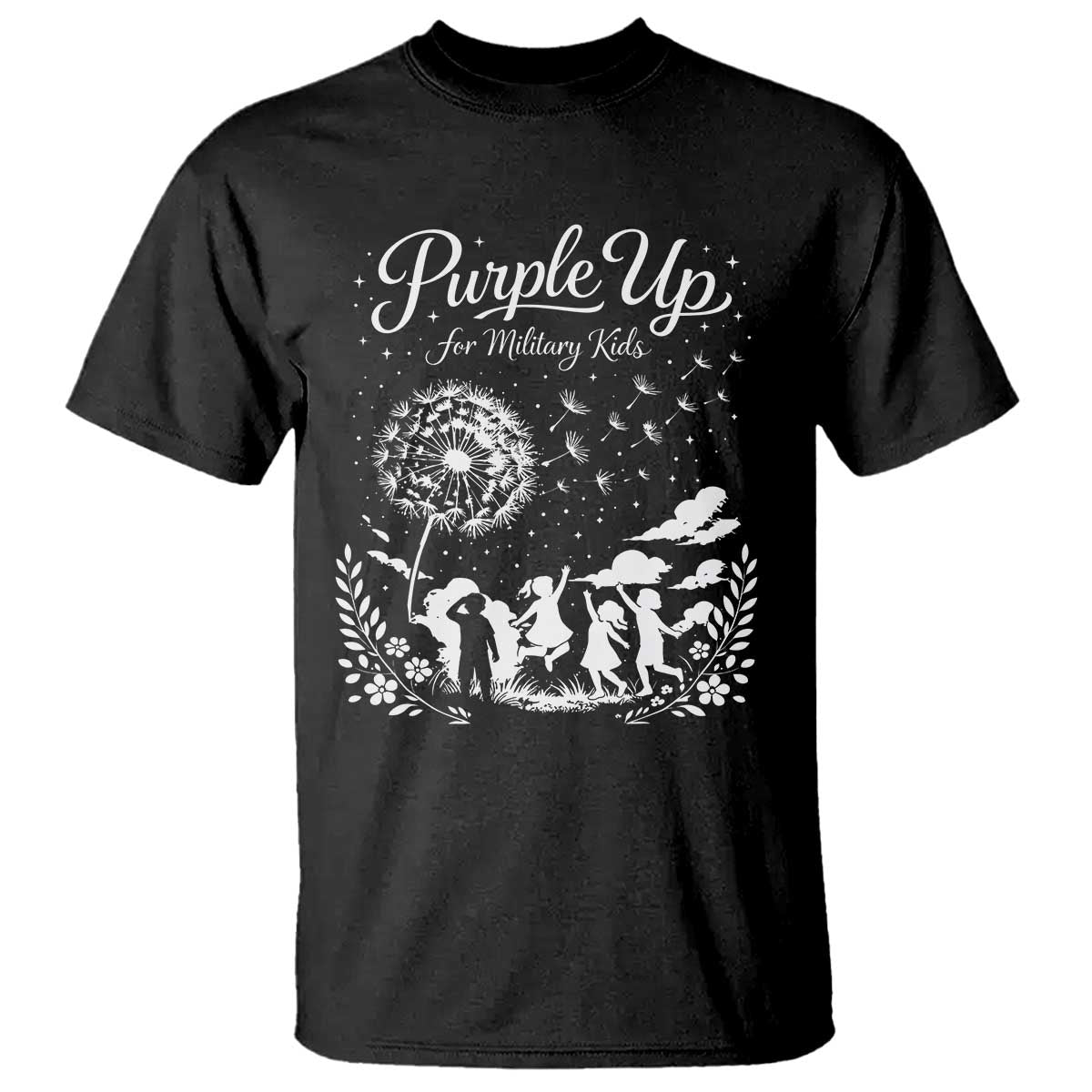 Purple Up For Military Kids Dandelion Inspirational T Shirt Month of the Military Child Awareness Brat Support
