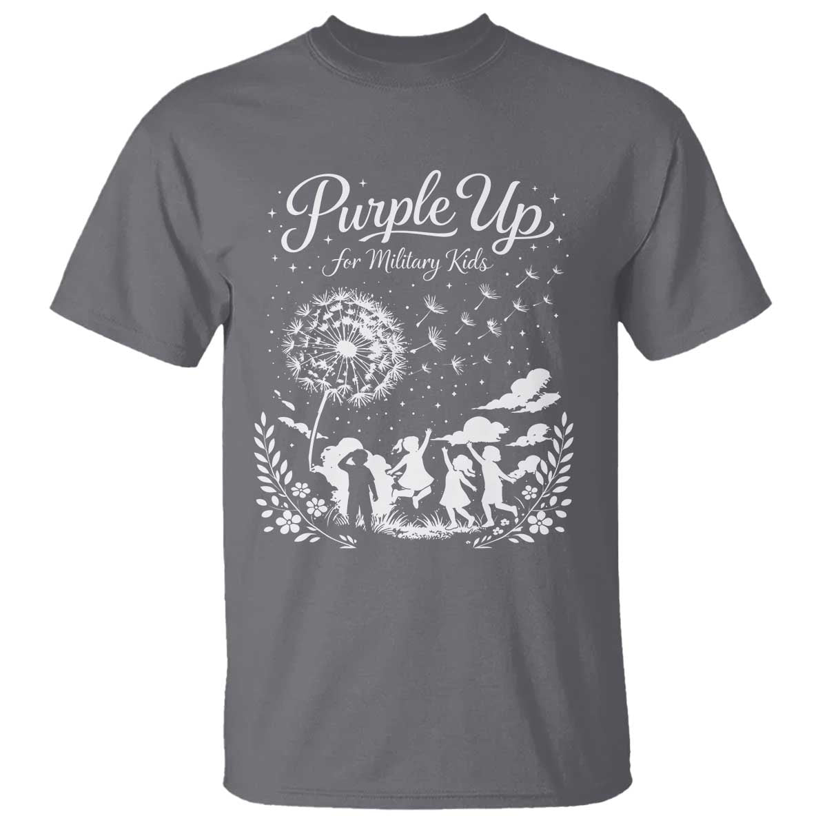 Purple Up For Military Kids Dandelion Inspirational T Shirt Month of the Military Child Awareness Brat Support