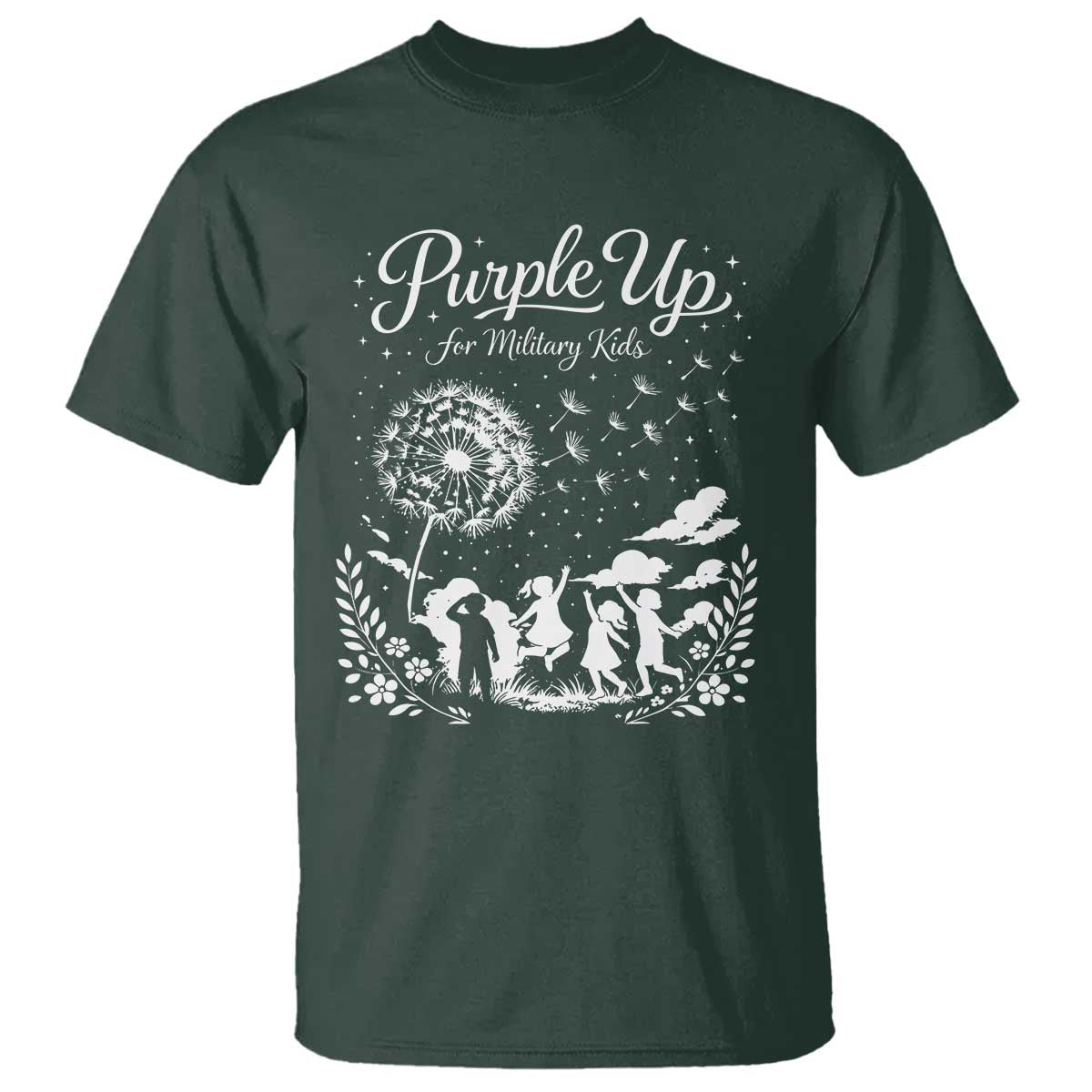 Purple Up For Military Kids Dandelion Inspirational T Shirt Month of the Military Child Awareness Brat Support