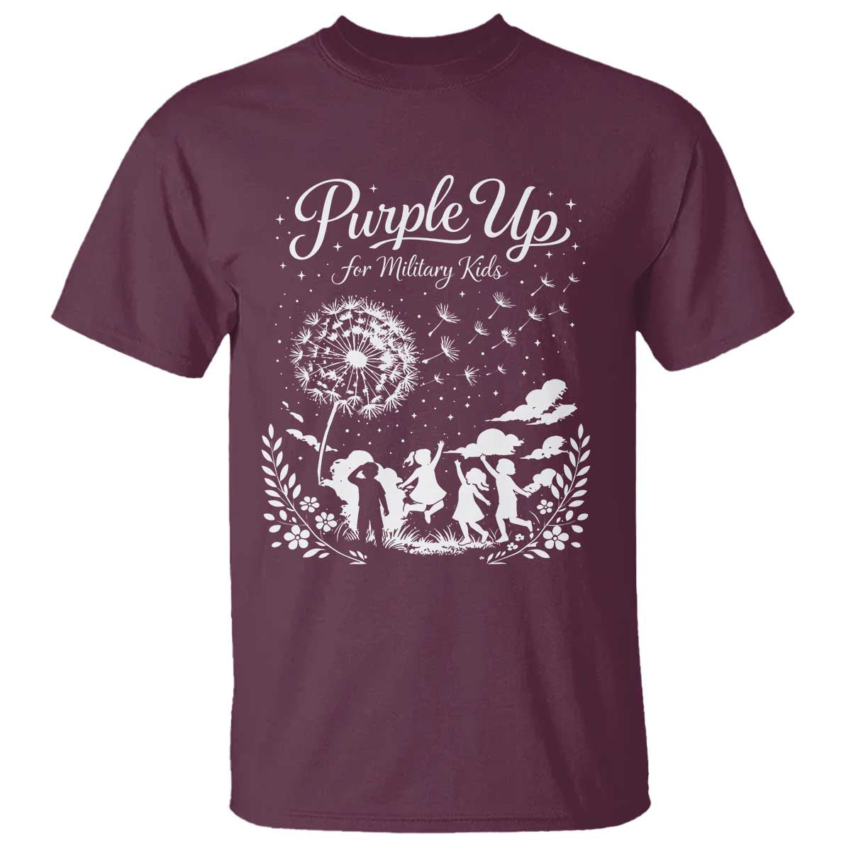 Purple Up For Military Kids Dandelion Inspirational T Shirt Month of the Military Child Awareness Brat Support
