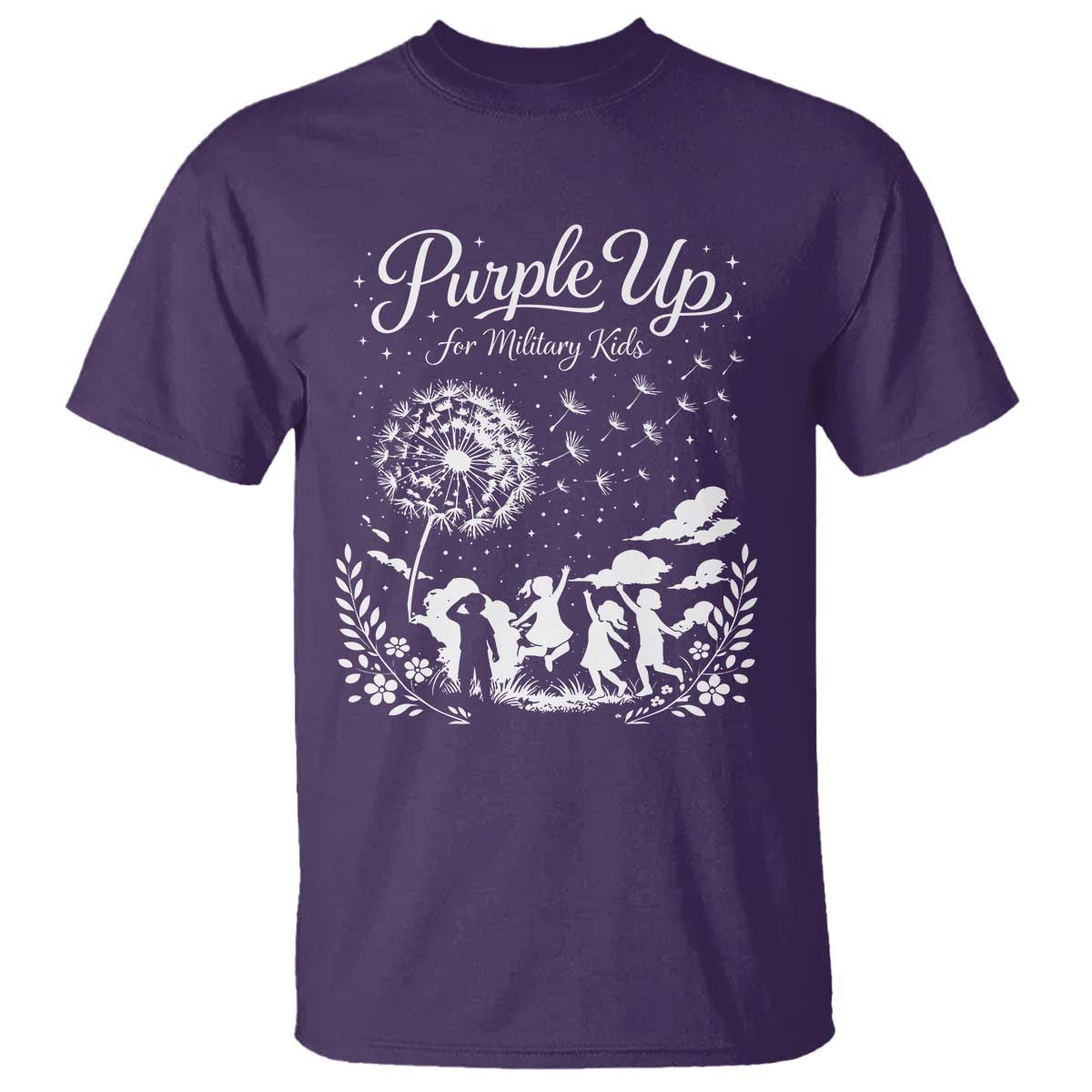 Purple Up For Military Kids Dandelion Inspirational T Shirt Month of the Military Child Awareness Brat Support