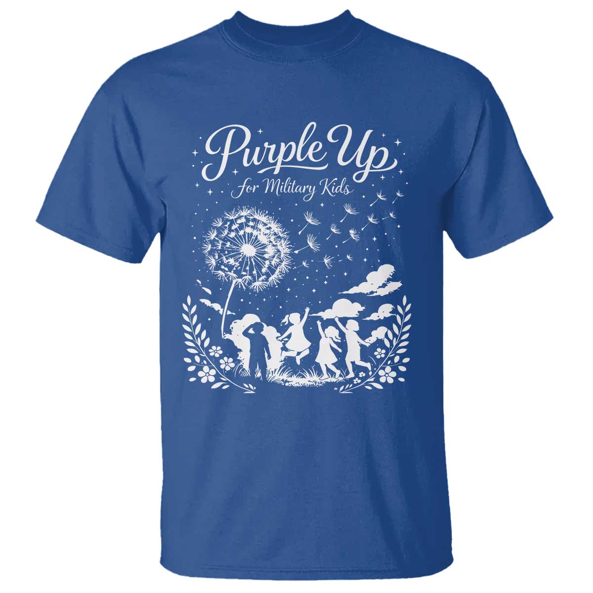 Purple Up For Military Kids Dandelion Inspirational T Shirt Month of the Military Child Awareness Brat Support