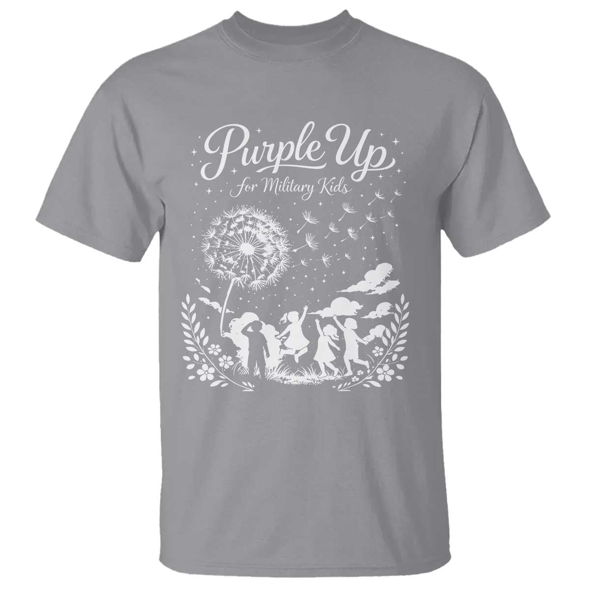 Purple Up For Military Kids Dandelion Inspirational T Shirt Month of the Military Child Awareness Brat Support