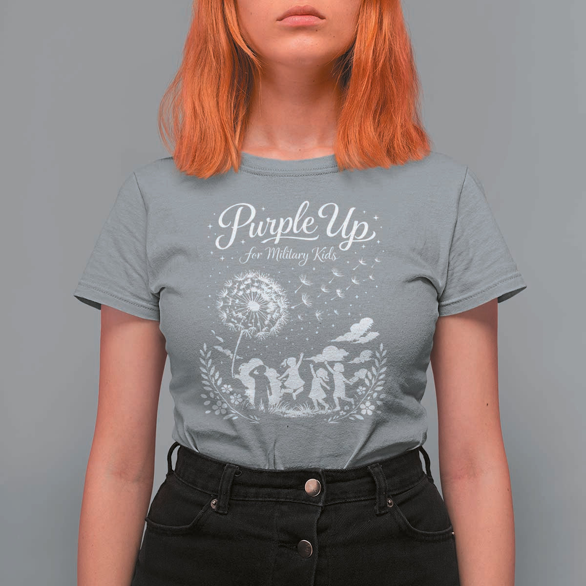 Purple Up For Military Kids Dandelion Inspirational T Shirt For Women Month of the Military Child Awareness Brat Support