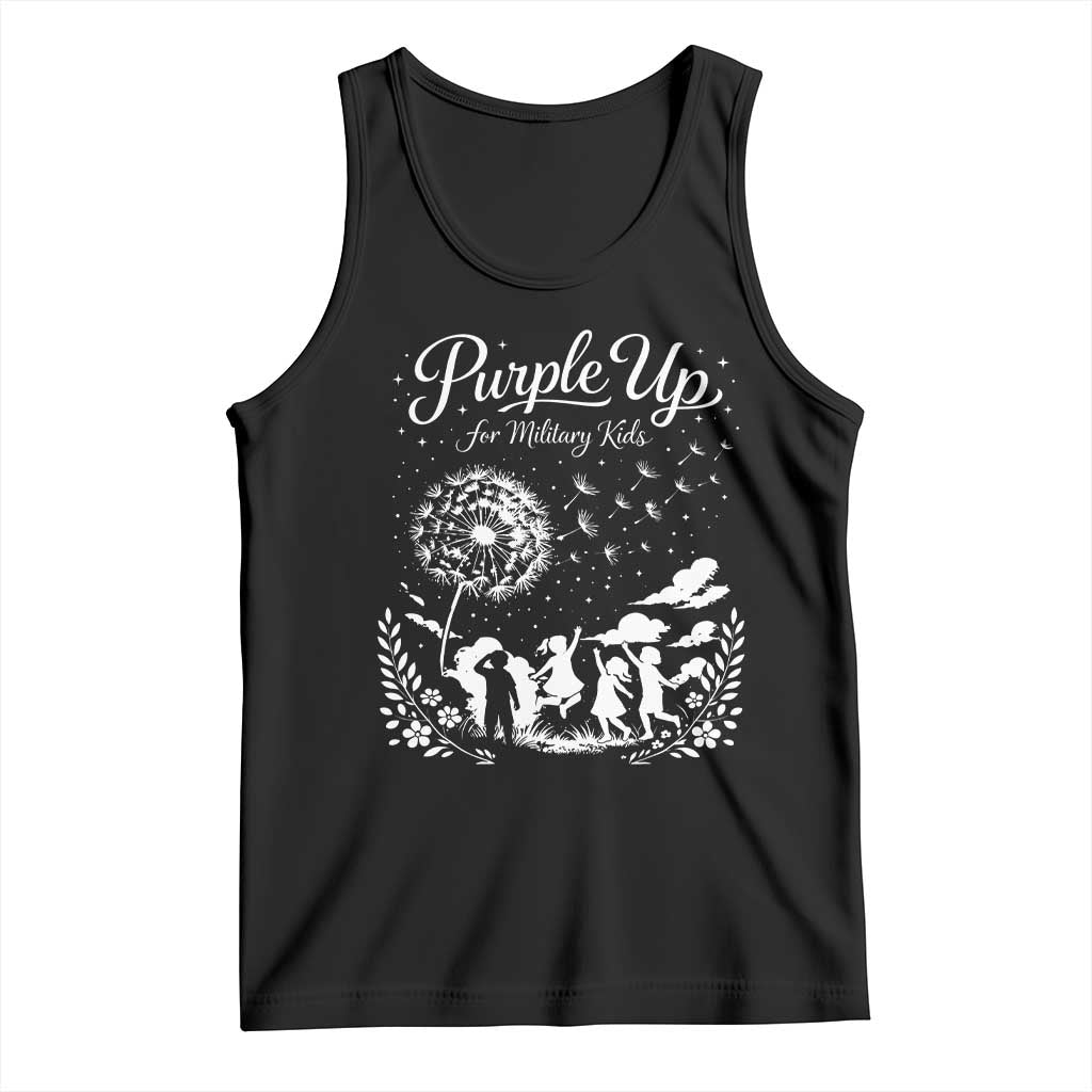 Purple Up For Military Kids Dandelion Inspirational Tank Top Month of the Military Child Awareness Brat Support