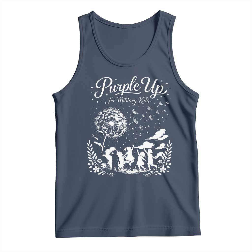 Purple Up For Military Kids Dandelion Inspirational Tank Top Month of the Military Child Awareness Brat Support